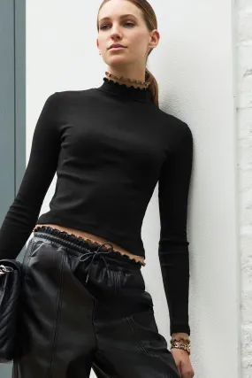Top Manica lunga con bordo a fattuto